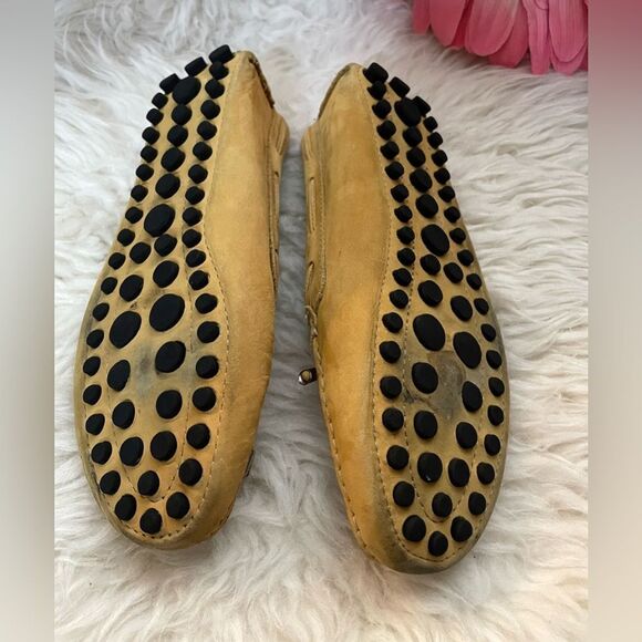 Mercanti Fiorentini Gold Suede Leather Driver Loafers Flats Size 8 M - Picture 5 of 8